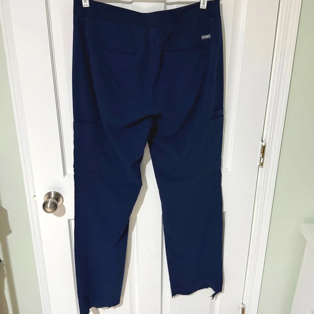 Figs Technical Collection Navy Blue Scrub Pants Mens Large Lot of 2 Frayed Hem